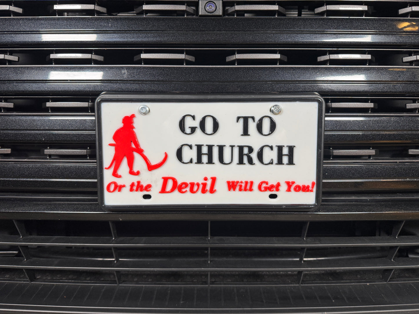 Go to Church or the Devil Will Get You (Decorative License Plate)